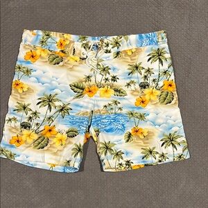 Parke & Ronen Tropical Floral Print boardshorts with side stripe